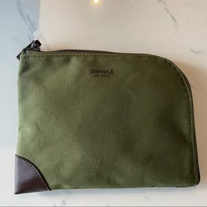 SHINOLA Olive Green Canvas Zip Travel Organizer